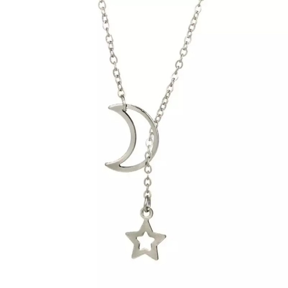 🌛🌟Star Moon Loop Choker Lariat Necklace - Picture 2 of 6